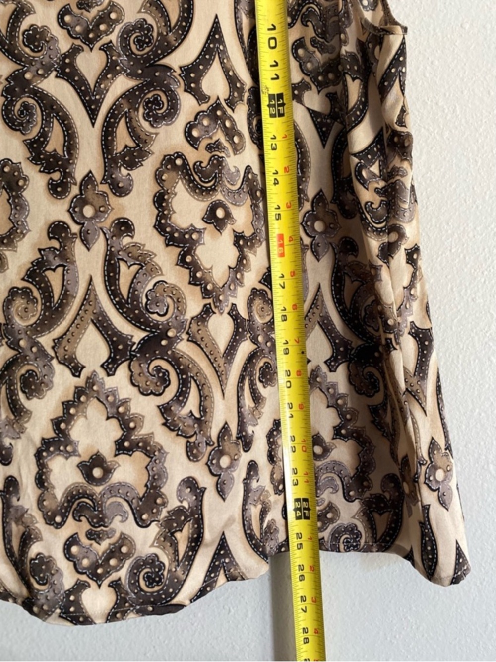 Vintage ESCADA Baroque Print Tank Top Neutral Brown Sz 44 (US 14) 100% Silk Y2K - Picture 6 of 10